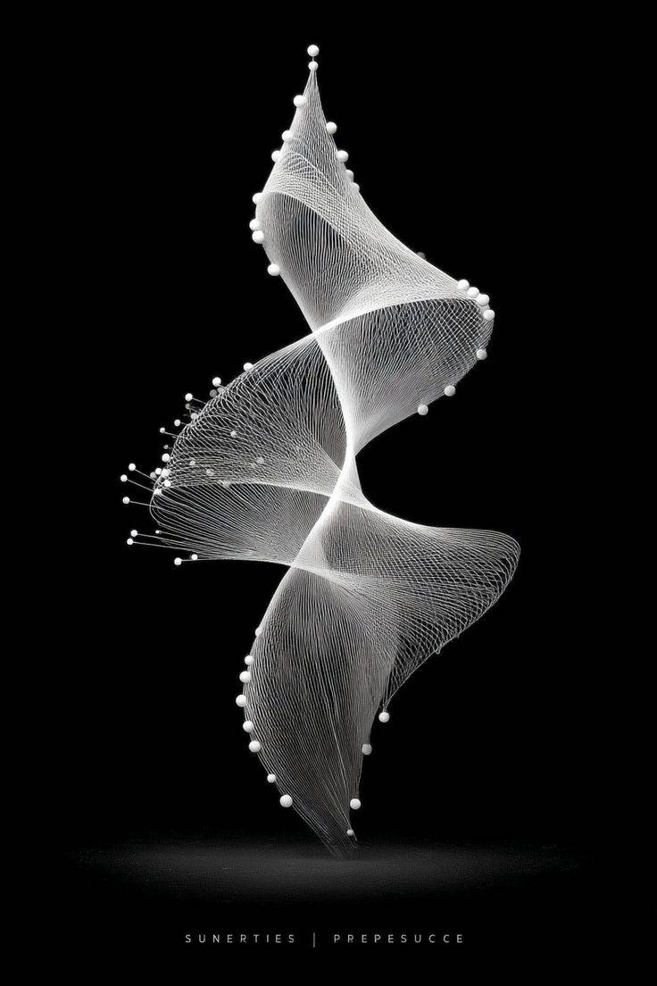 Sculpture abstraite blanche sur fond noir